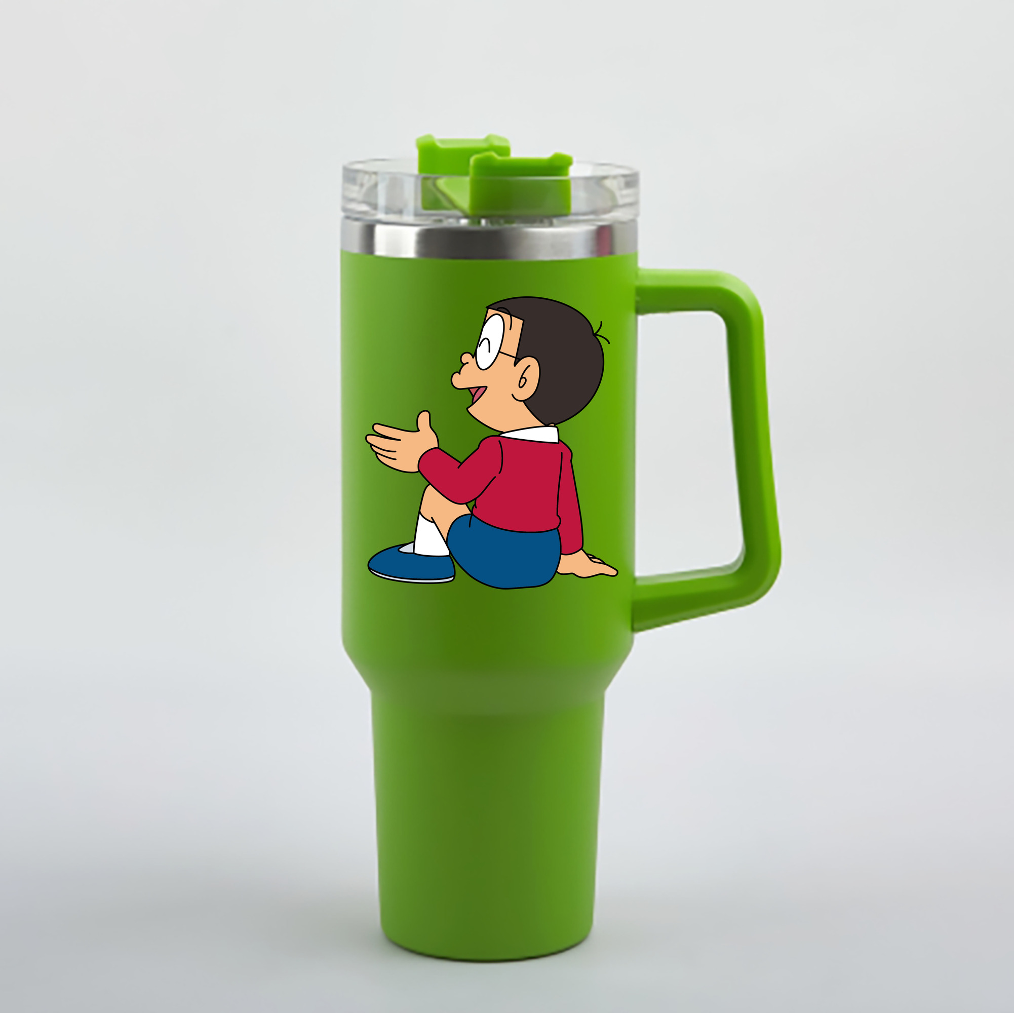 （画像用） ドラえもん 野比 のび太 Doraemon Nobita Nobi 1200mL車用タンブラー - クリスタルステッカー（プラスチックストロー付き）